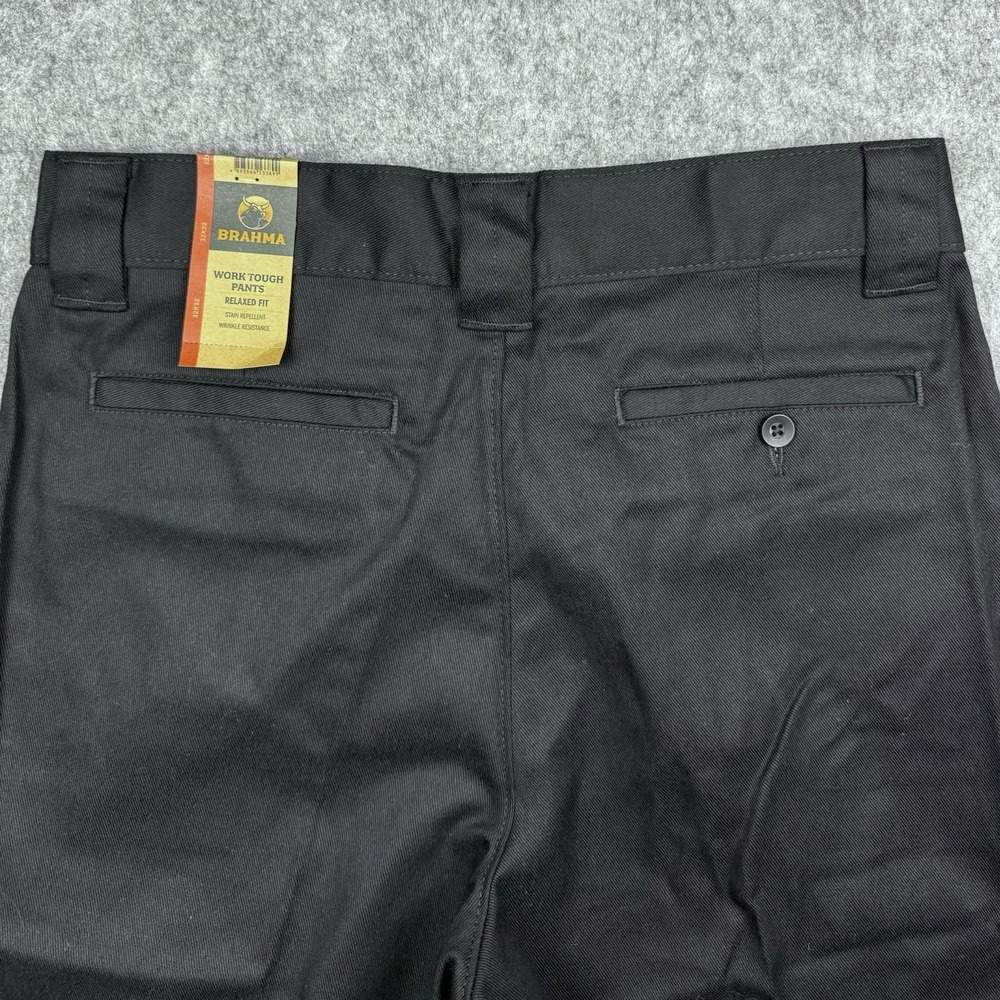 BRAHMA NWT Work Tough Pants Relaxed Fit Black Size 32 x 32 Wrinkle Resistance - Picture 10 of 11
